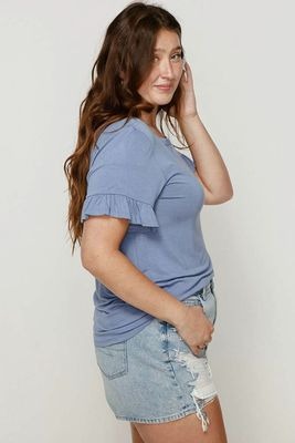 Curvy Violet Slate Bamboo Ruffle Sleeve