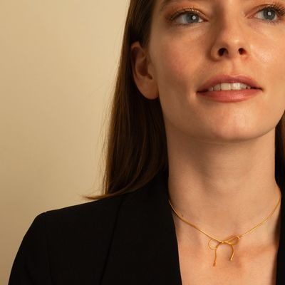 Rose Gold Bow Necklace 14"