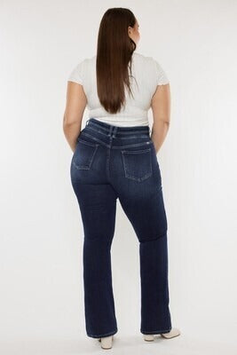 Curvy KC High Rise Double Button Skinny Bootcut