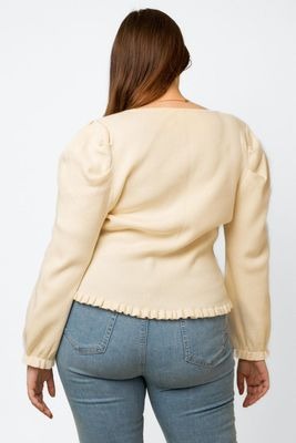 Curvy Cream Balloon Sleeve Sweater