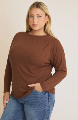Curvy Brown Mock Neck