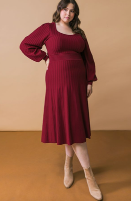 Curvy Burgundy Midi
