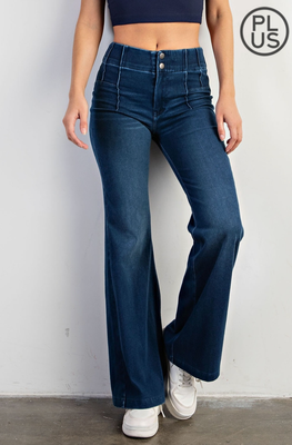 Curvy Stretch Denim Flared Pants