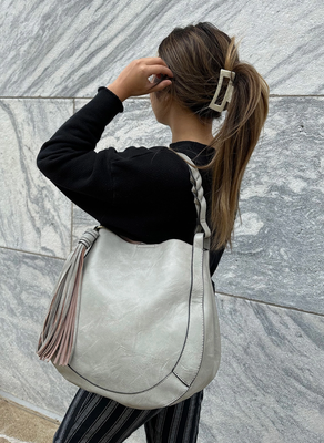 Eloise Tassel Hobo Lt Grey