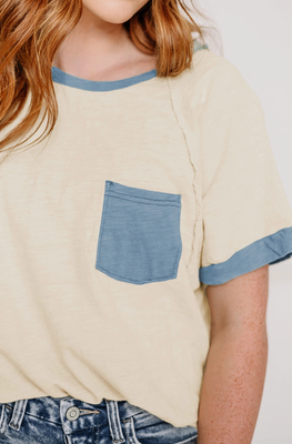 Curvy Colorblock Pocket Tee