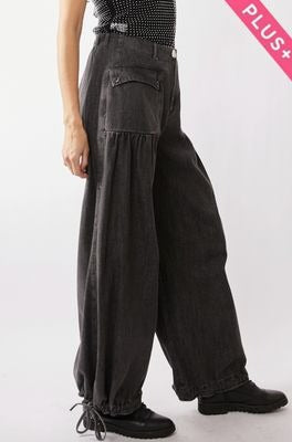 Curvy Black Balloon Denim Pants