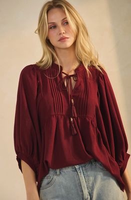 Curvy Burgundy Tie Front Blousse
