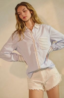 Curvy Contrast Stripe Button Down