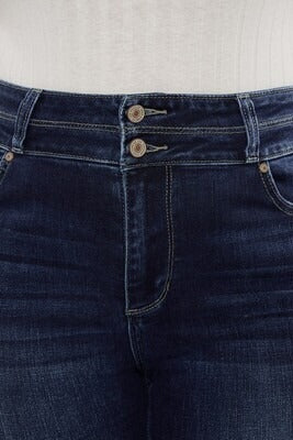 Curvy KC High Rise Double Button Skinny Bootcut
