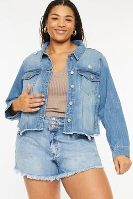 Curvy KC Fray Hem Jacket