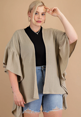 Curvy Ruffle Sleeve Cardi