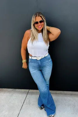 Curvy Take Sides Pinstripe Jeans
