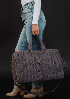 Gray Cable Knit Duffel
