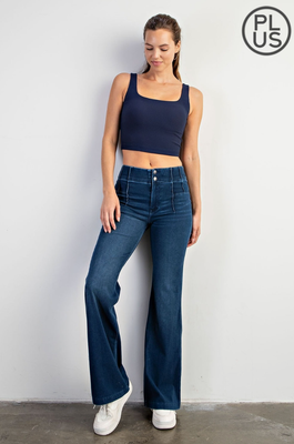 Curvy Stretch Denim Flared Pants