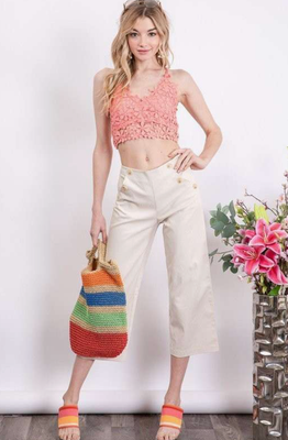 Beige Button Culottes