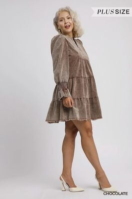 Curvy Chocolate Corduroy Dress