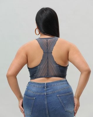Curvy Seamless Lace Racerback Bralette