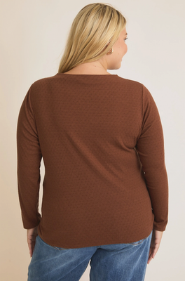 Curvy Brown Mock Neck