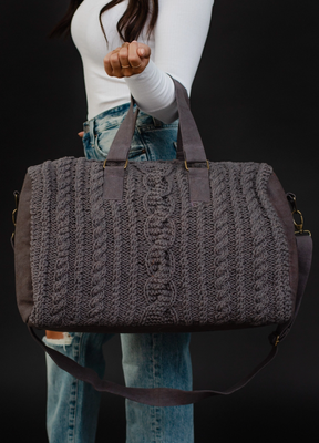 Gray Cable Knit Duffel