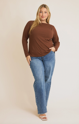 Curvy Brown Mock Neck
