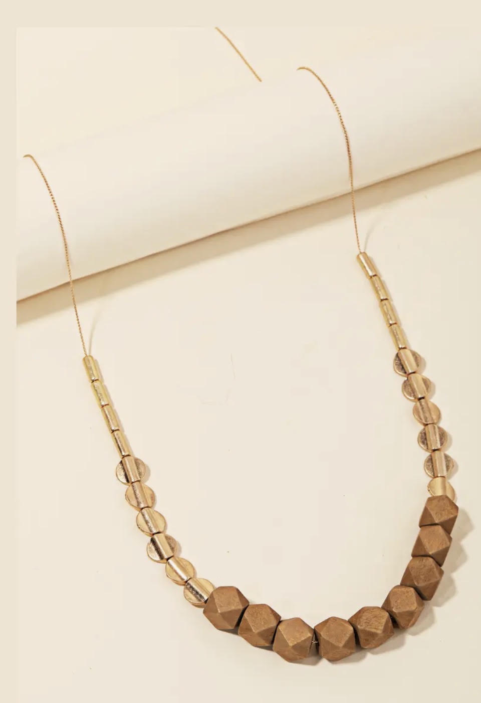 Block Bead Long Necklace
