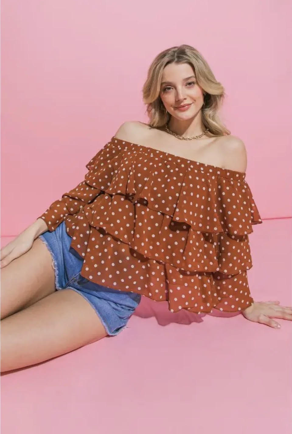 Sienna Dot Ruffle Off Shoulder