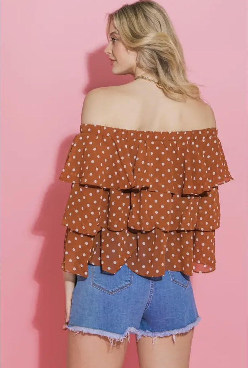 Sienna Dot Ruffle Off Shoulder