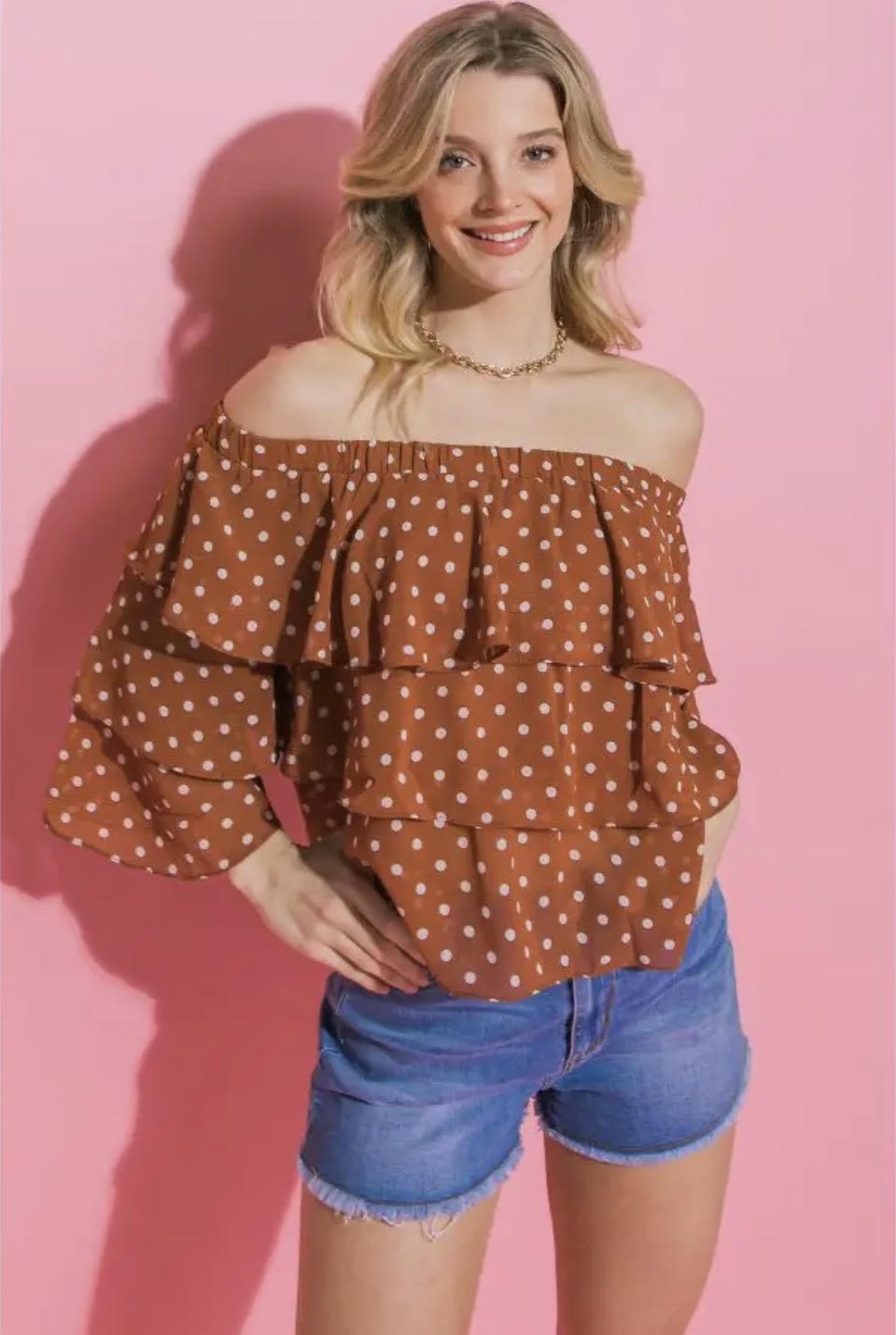 Sienna Dot Ruffle Off Shoulder
