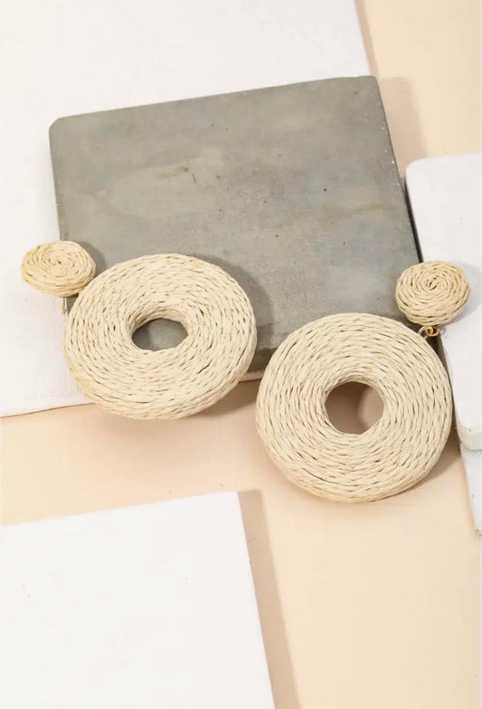 Ivory Woven Raffia Earrings