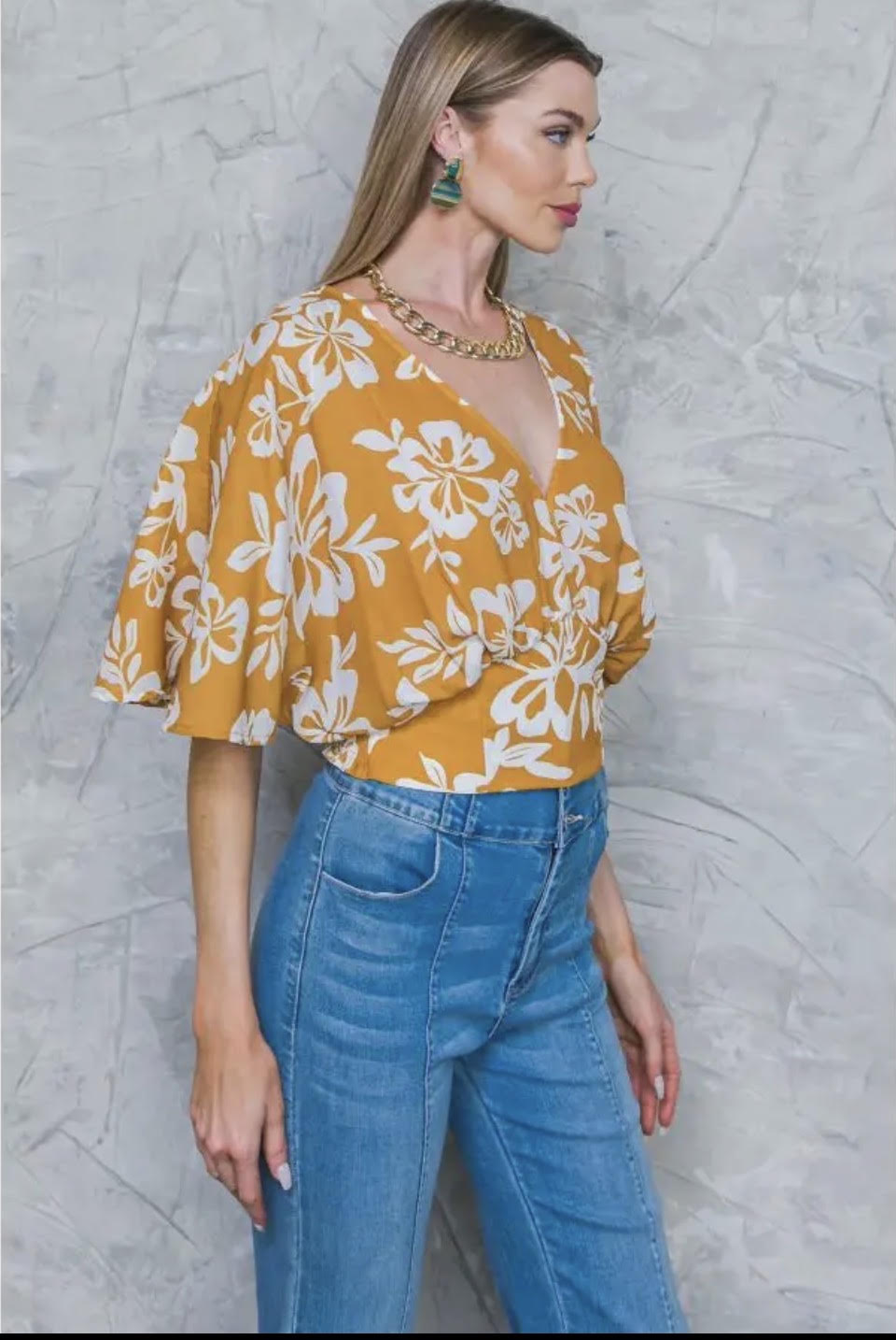 Golden Floral Top