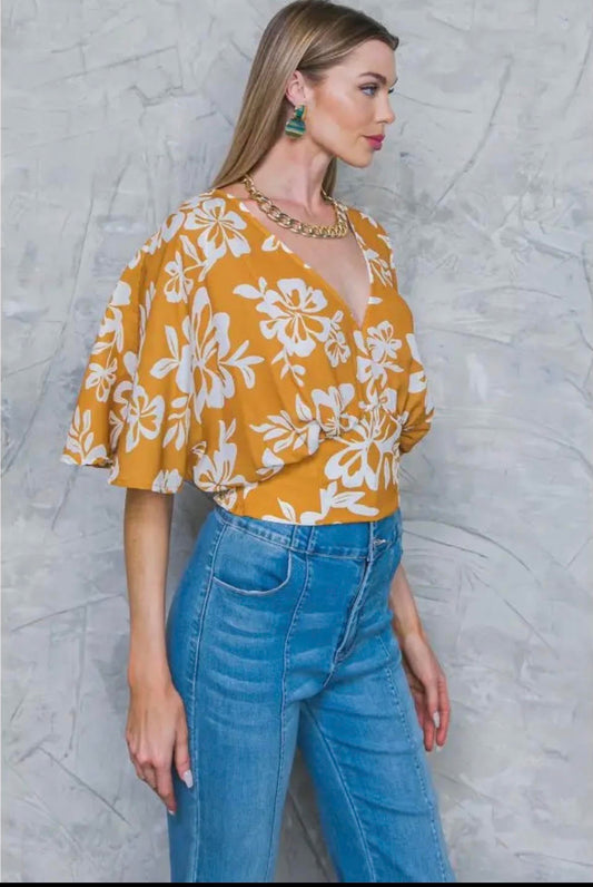 Golden Floral Top