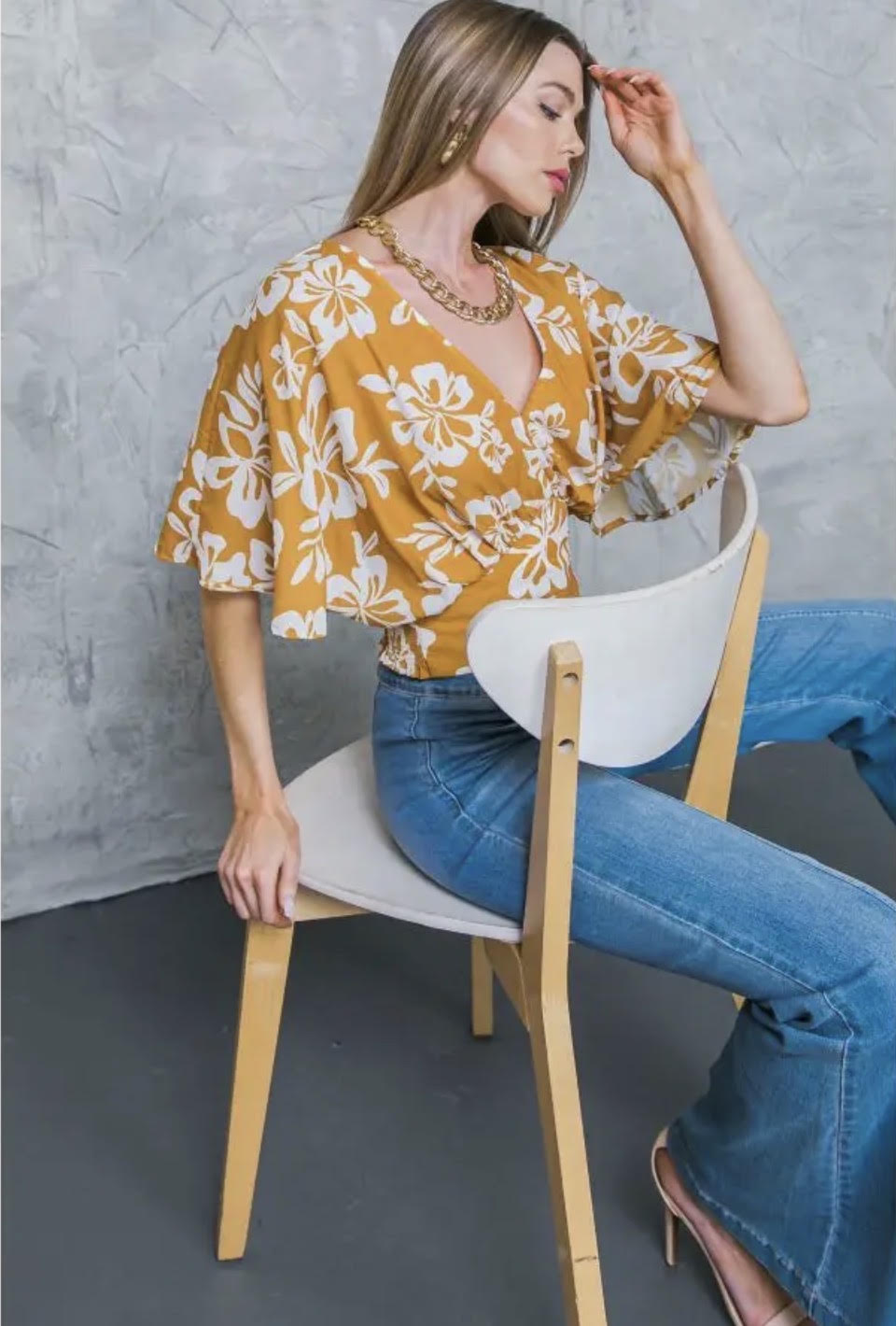 Golden Floral Top