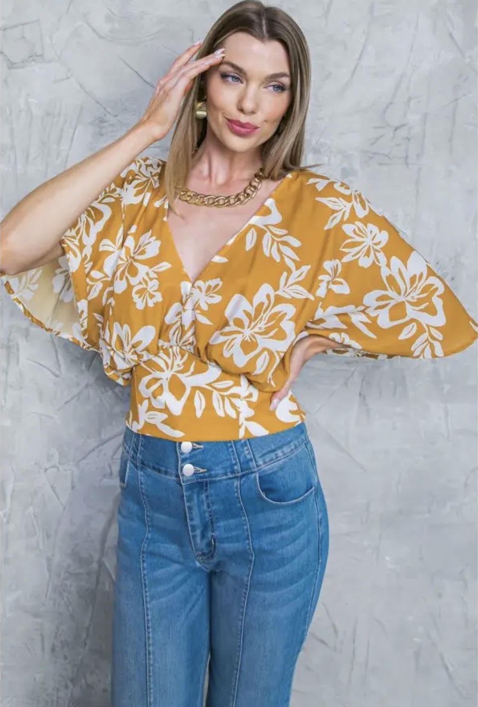 Golden Floral Top