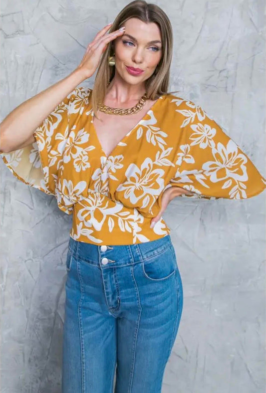Golden Floral Top