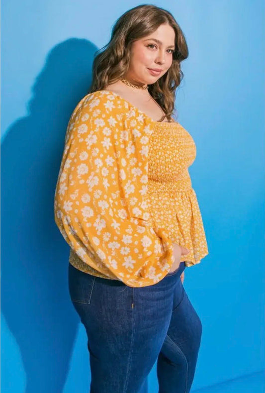 Curvy Yellow Peplum