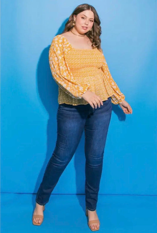 Curvy Yellow Peplum