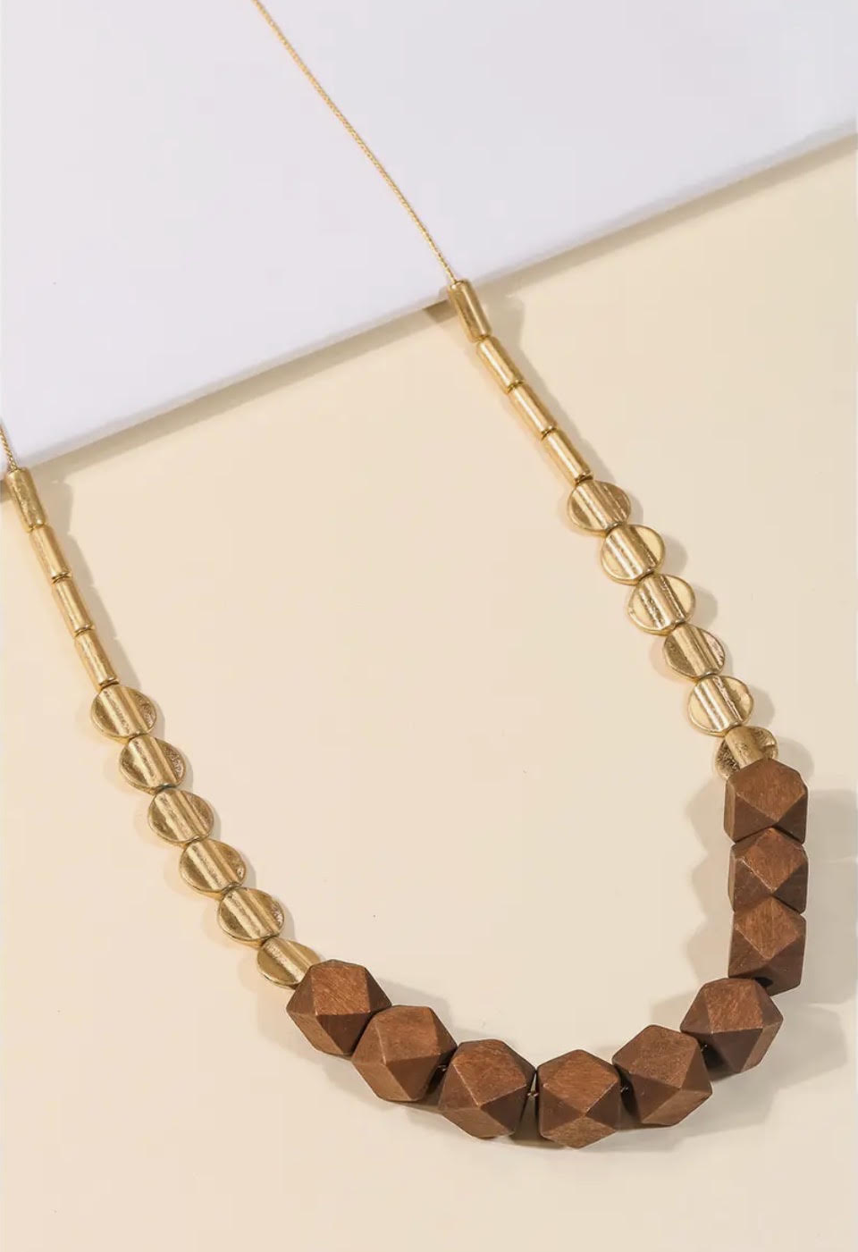 Block Bead Long Necklace
