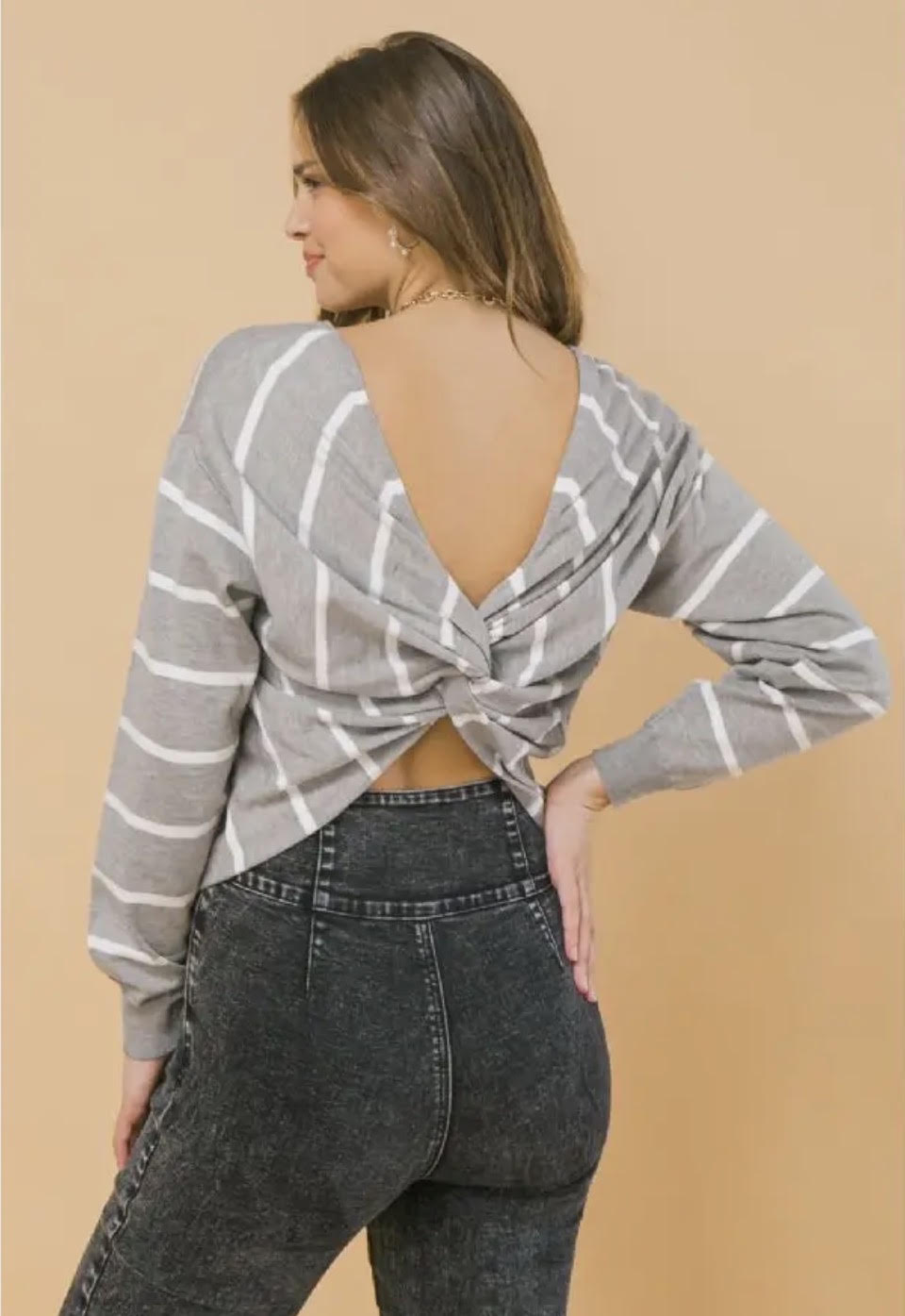 Grey Stripe Reversible Top