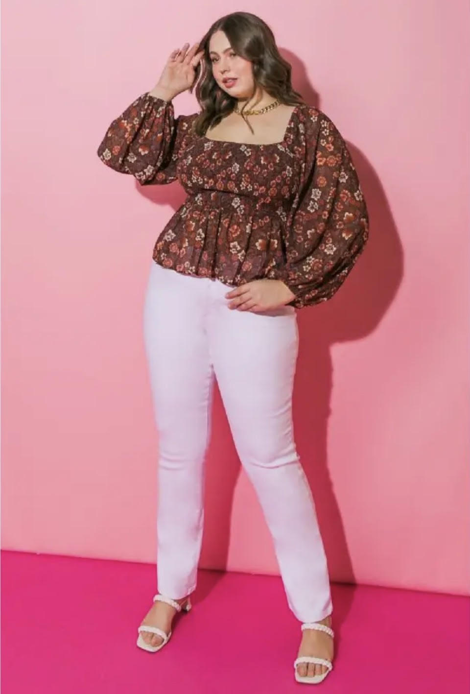 Curvy Brown Smocked